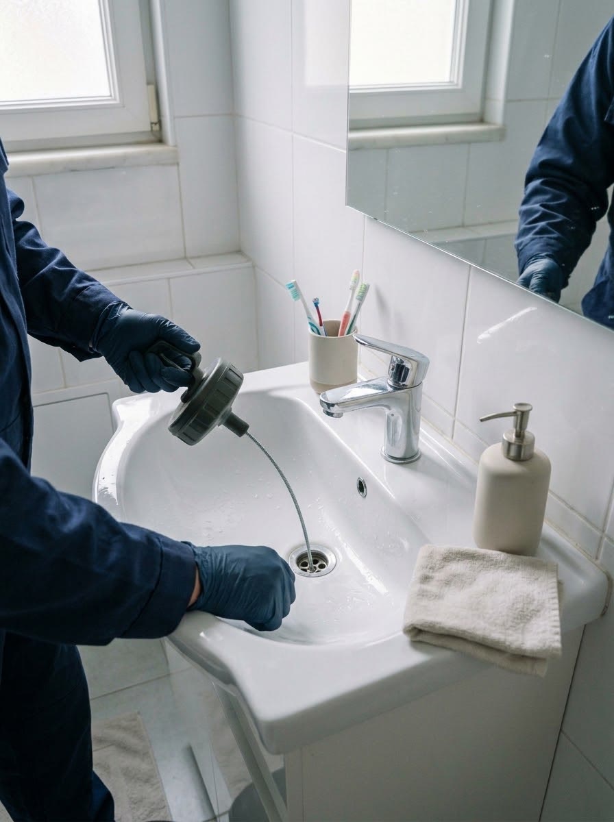 Eldivenli eller lavabo giderini spiral ile açıyor